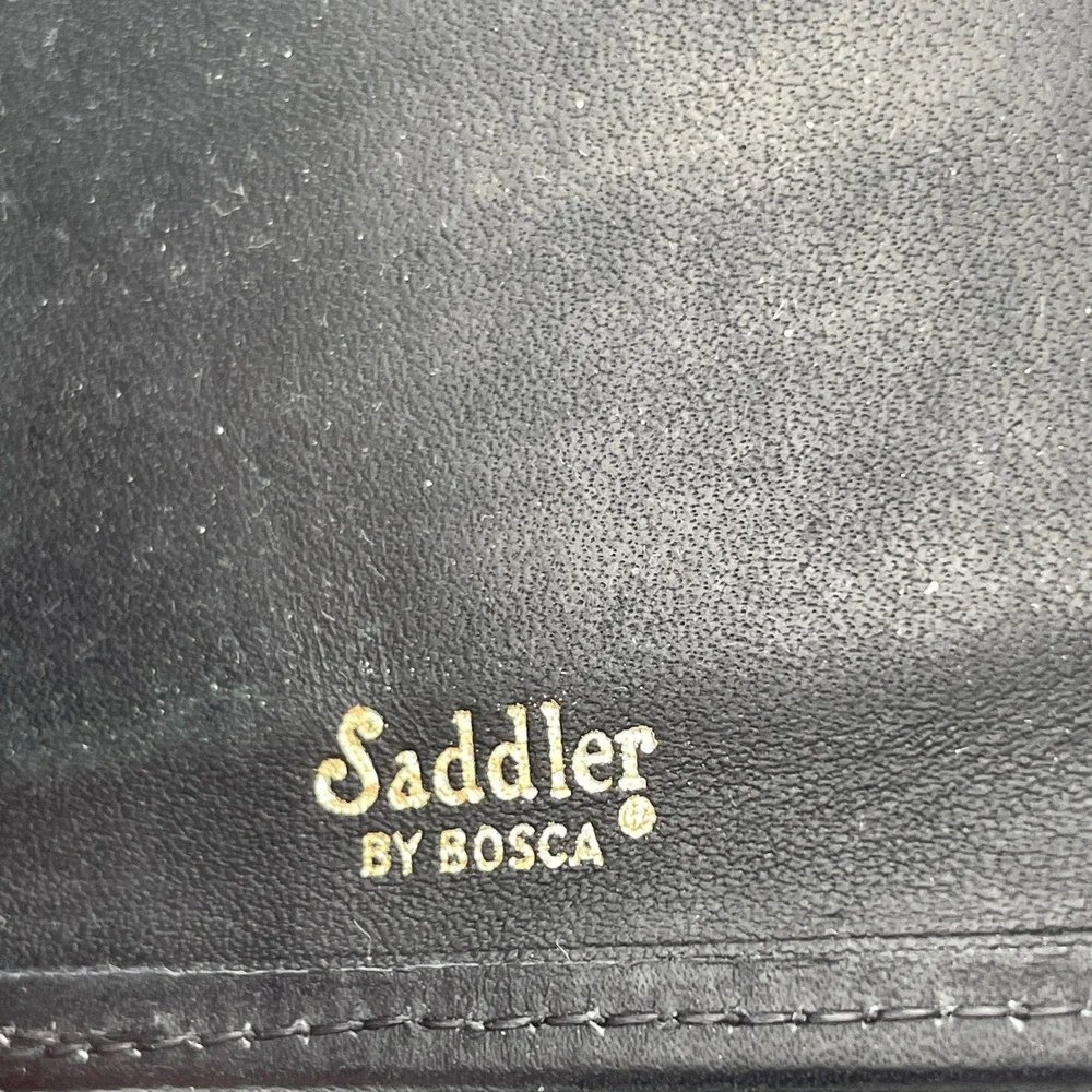 Bosca Leather Mens OS Saddler Money Clip Bifold Wallet *READ